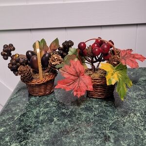 Decorative Wicker Baskets with Autumn Leaves